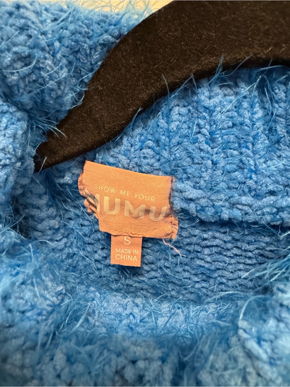 Show Me Your MuMu Bright Blue Fuzzy Turtleneck Mini Sweater Dress - Picture 2 of 3
